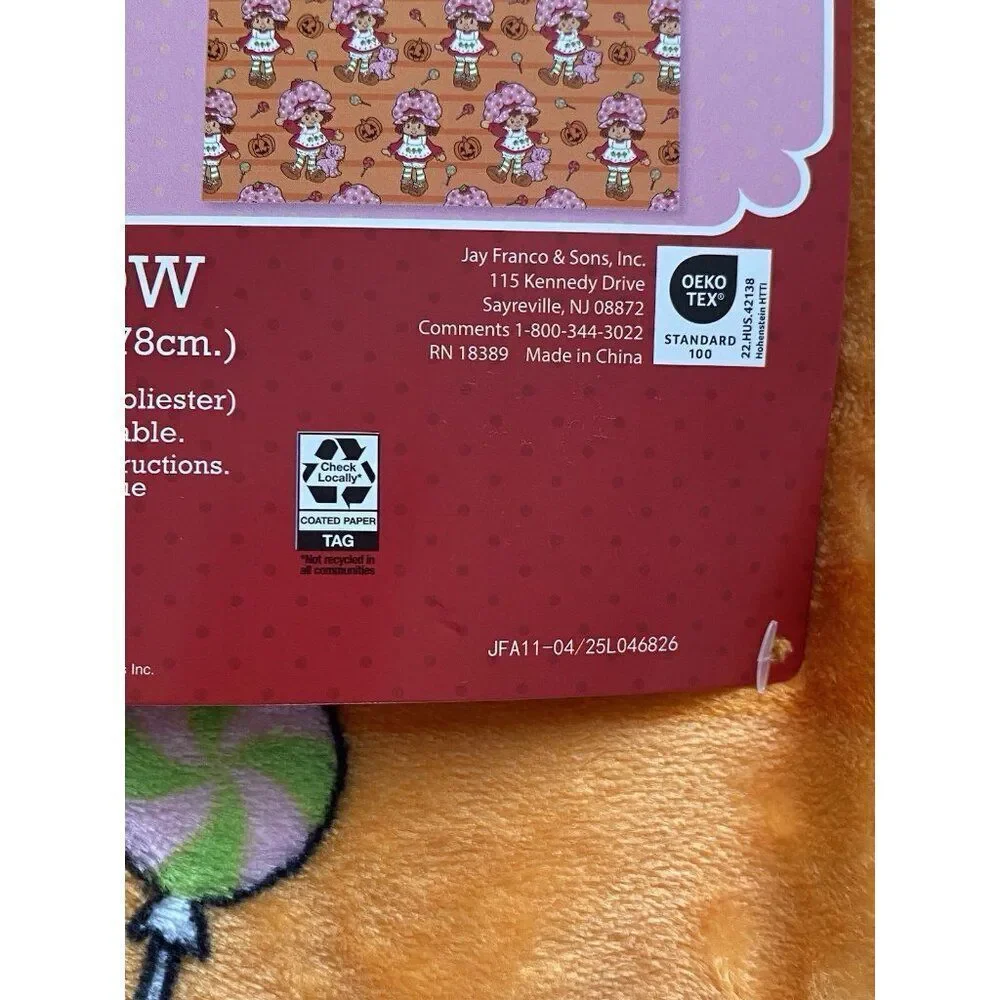 Strawberry Shortcake Orange Halloween Pumpkin Plush Throw Blanket‎ 50 X 70” NEW